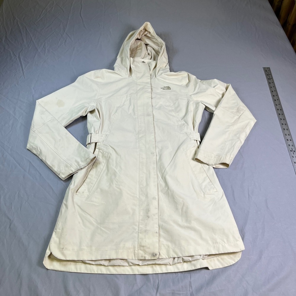 The North Face DryVent Rain Parka Jacket Cream Off-White Hooded Womens S